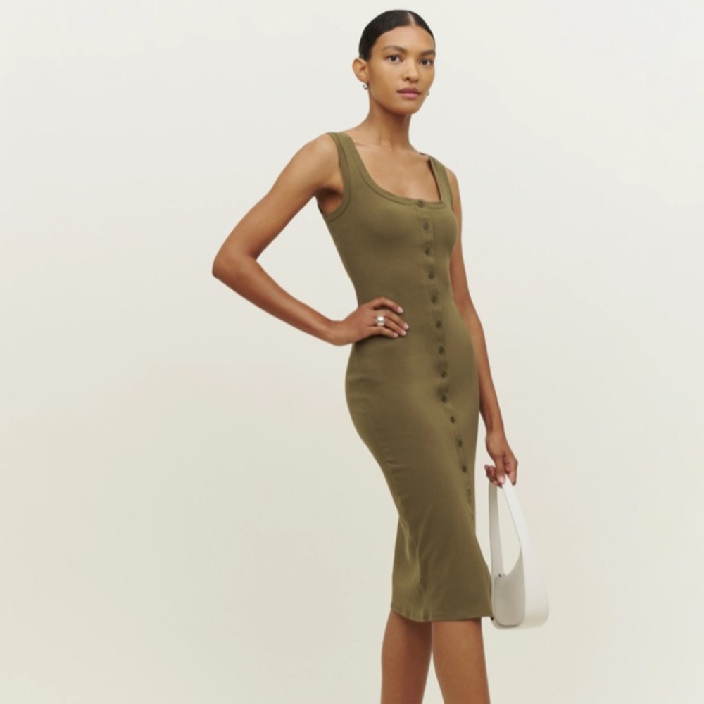 Reformation Dante Knit Dress XS dark olive